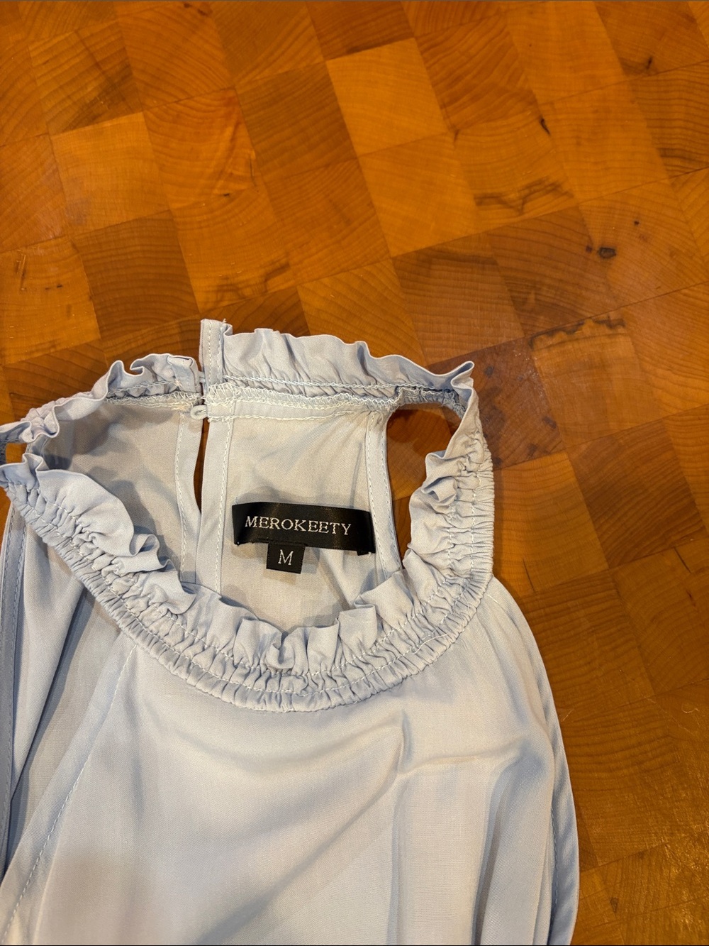 Light Blue Ruffle Halter Dress - Picture 2 of 5